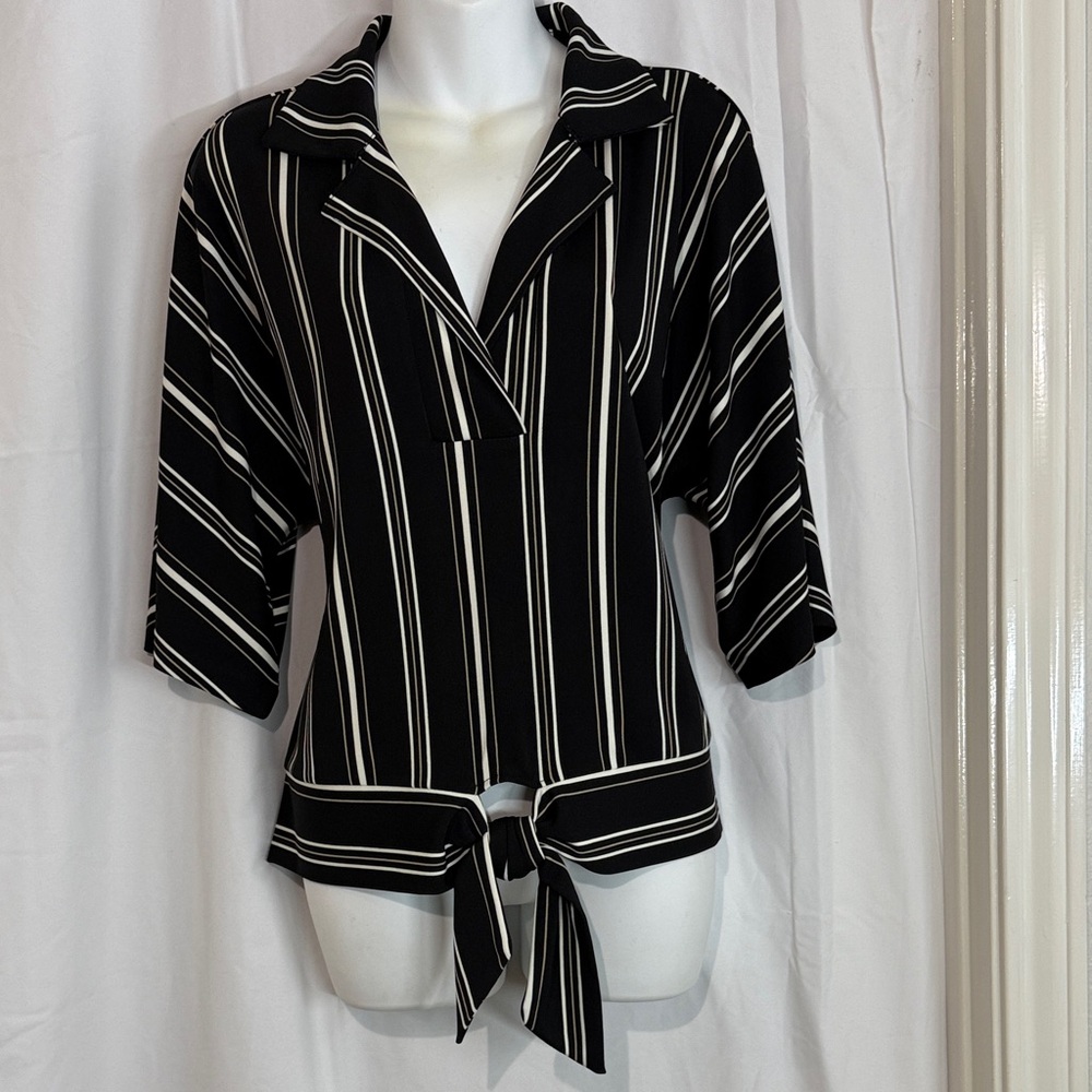 Black and White Striped Women's Top